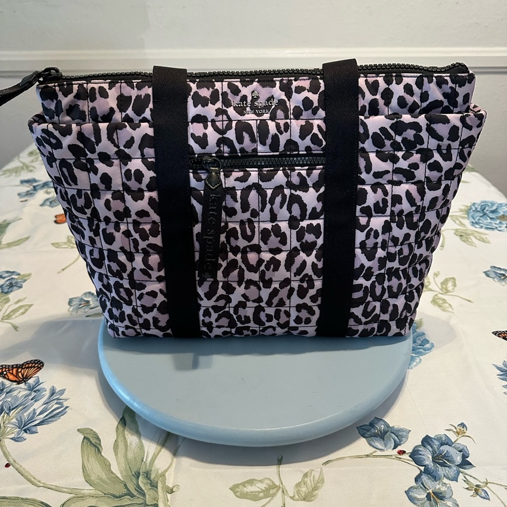 Kate Spade Black and Lavender Leopard Tote